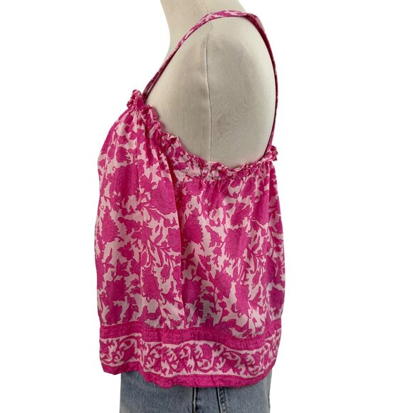 J. Crew Top Women's Small Button Front Tank Adjustable Strap Rosebud Floral Pink - Picture 6 of 15